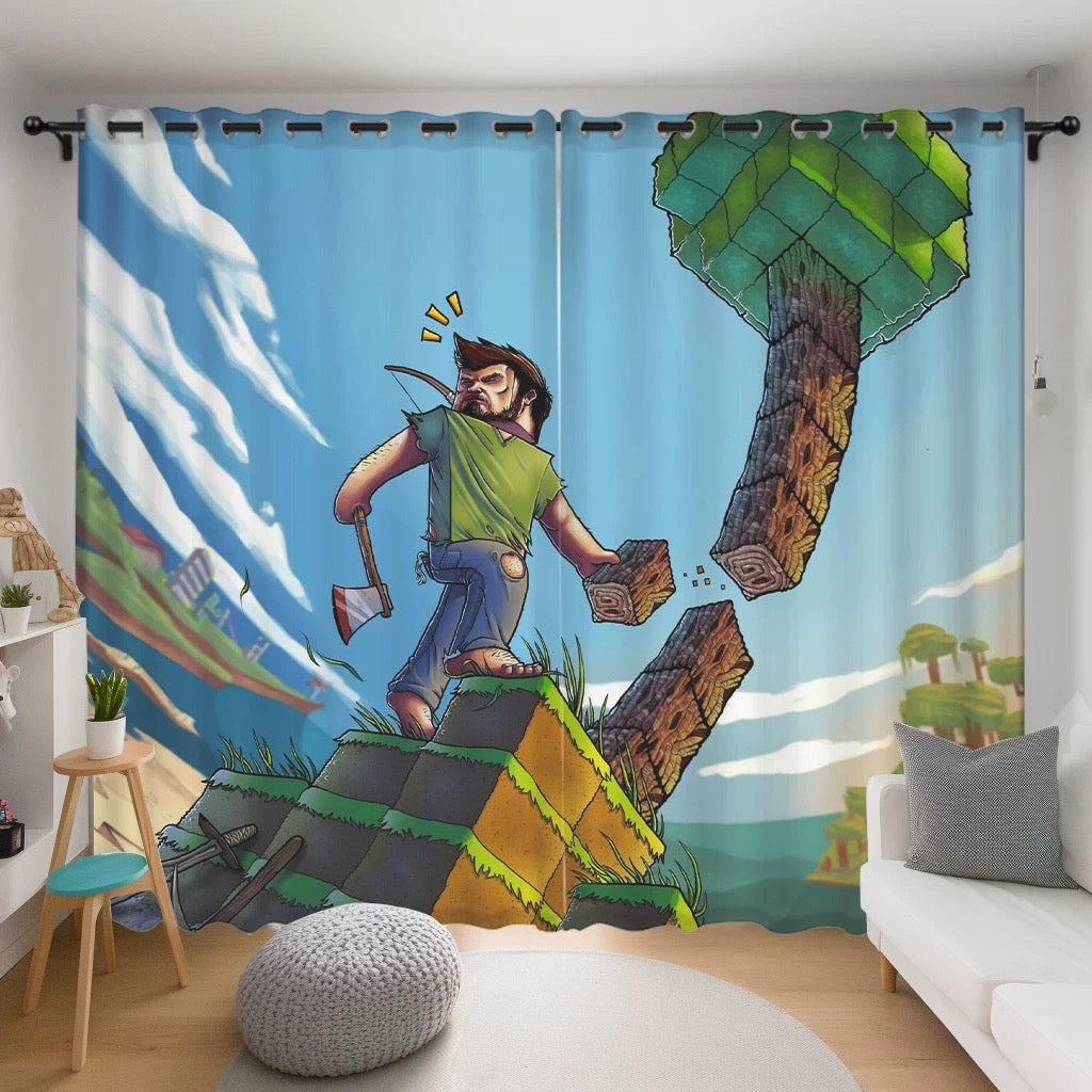 2025 New Minecraft Blackout Curtains Drapes for Window Treatment Set