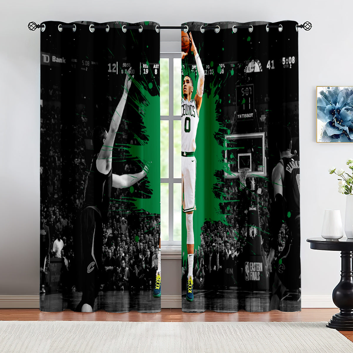 2024 NEW Boston Celtics Curtains Pattern Blackout Window Drapes