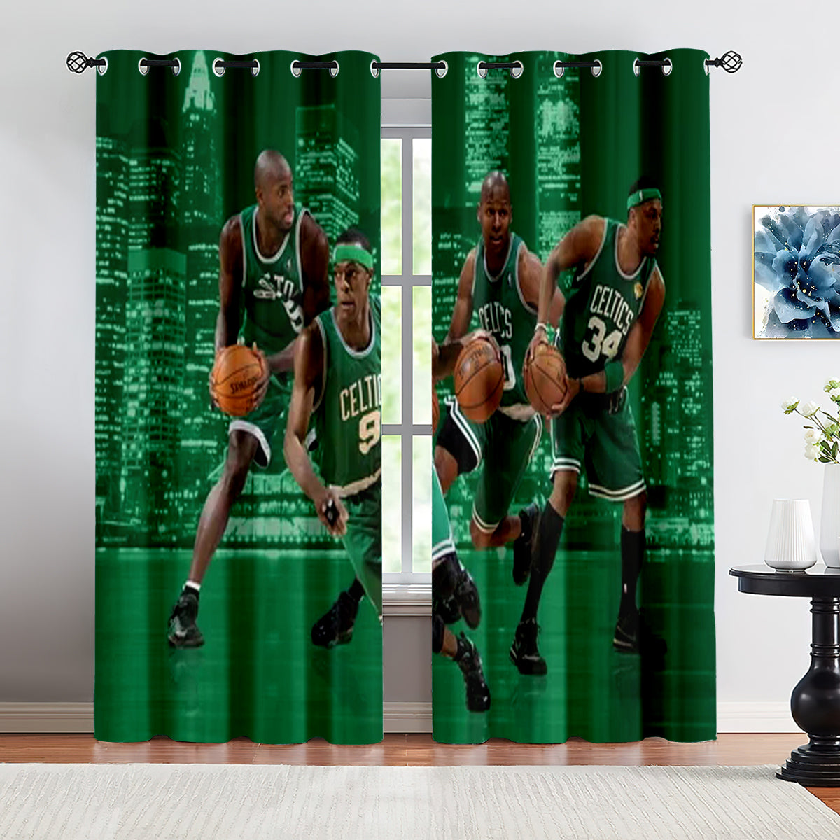 2024 NEW Boston Celtics Curtains Pattern Blackout Window Drapes