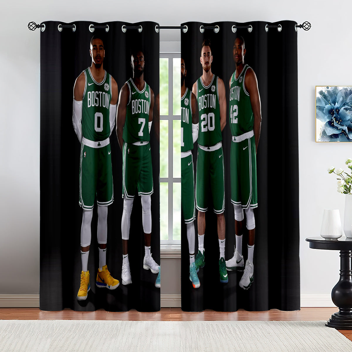 2024 NEW Boston Celtics Curtains Pattern Blackout Window Drapes