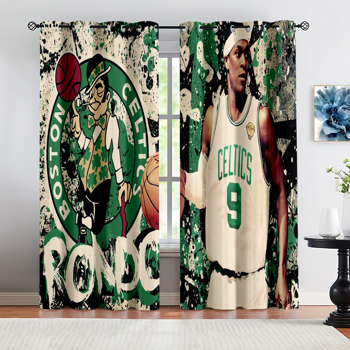 2024 NEW Boston Celtics Curtains Pattern Blackout Window Drapes