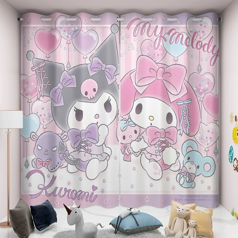 2024 NEW My Melody Kuromi Curtains Pattern Blackout Window Drapes