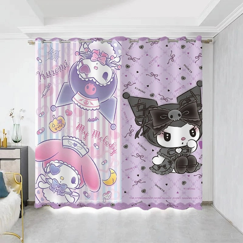 2024 NEW My Melody Kuromi Curtains Pattern Blackout Window Drapes