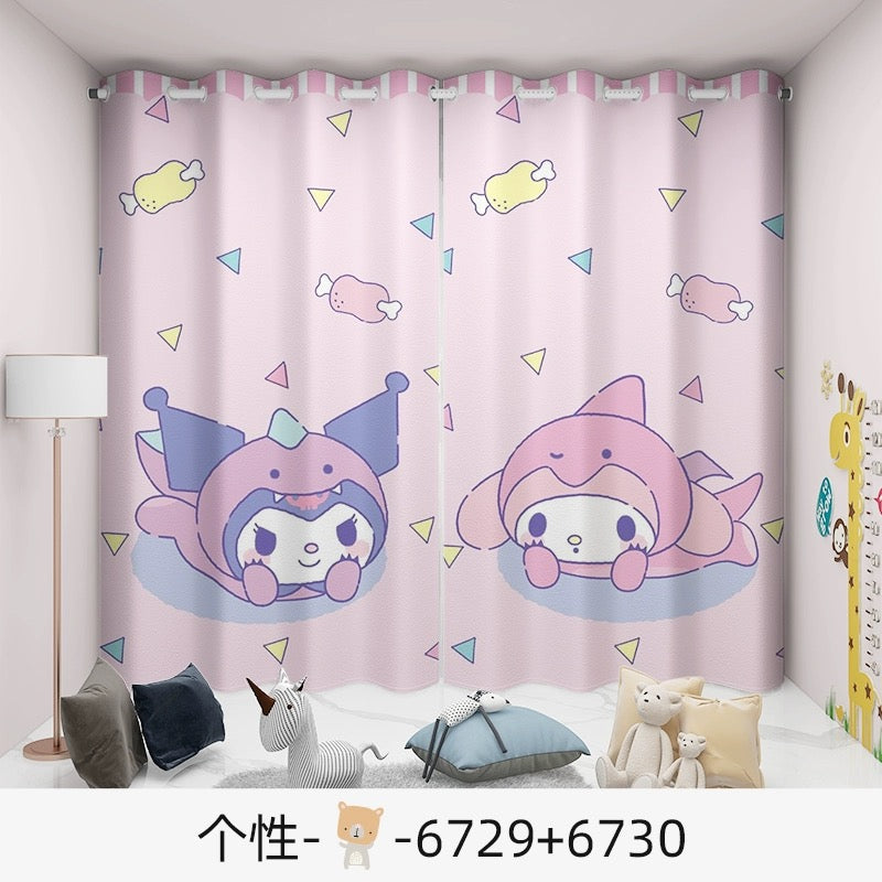 2024 NEW My Melody Kuromi Curtains Pattern Blackout Window Drapes