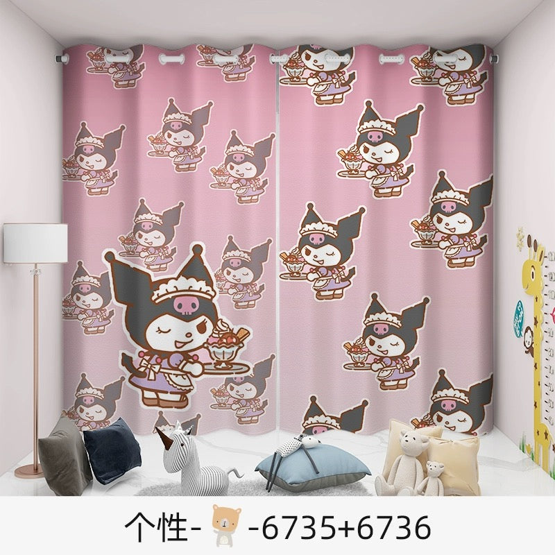 2024 NEW My Melody Kuromi Curtains Pattern Blackout Window Drapes