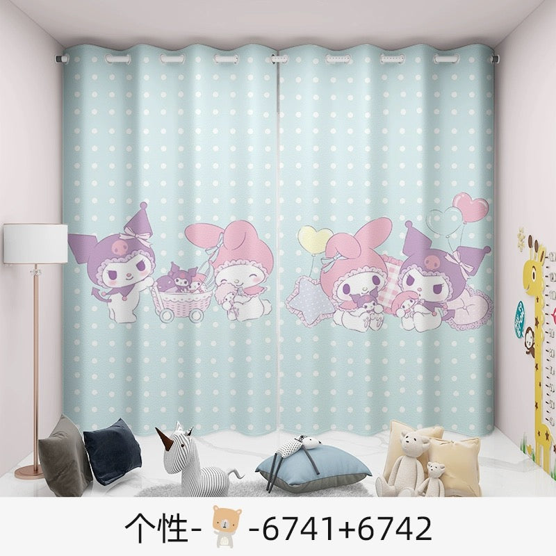 2024 NEW My Melody Kuromi Curtains Pattern Blackout Window Drapes