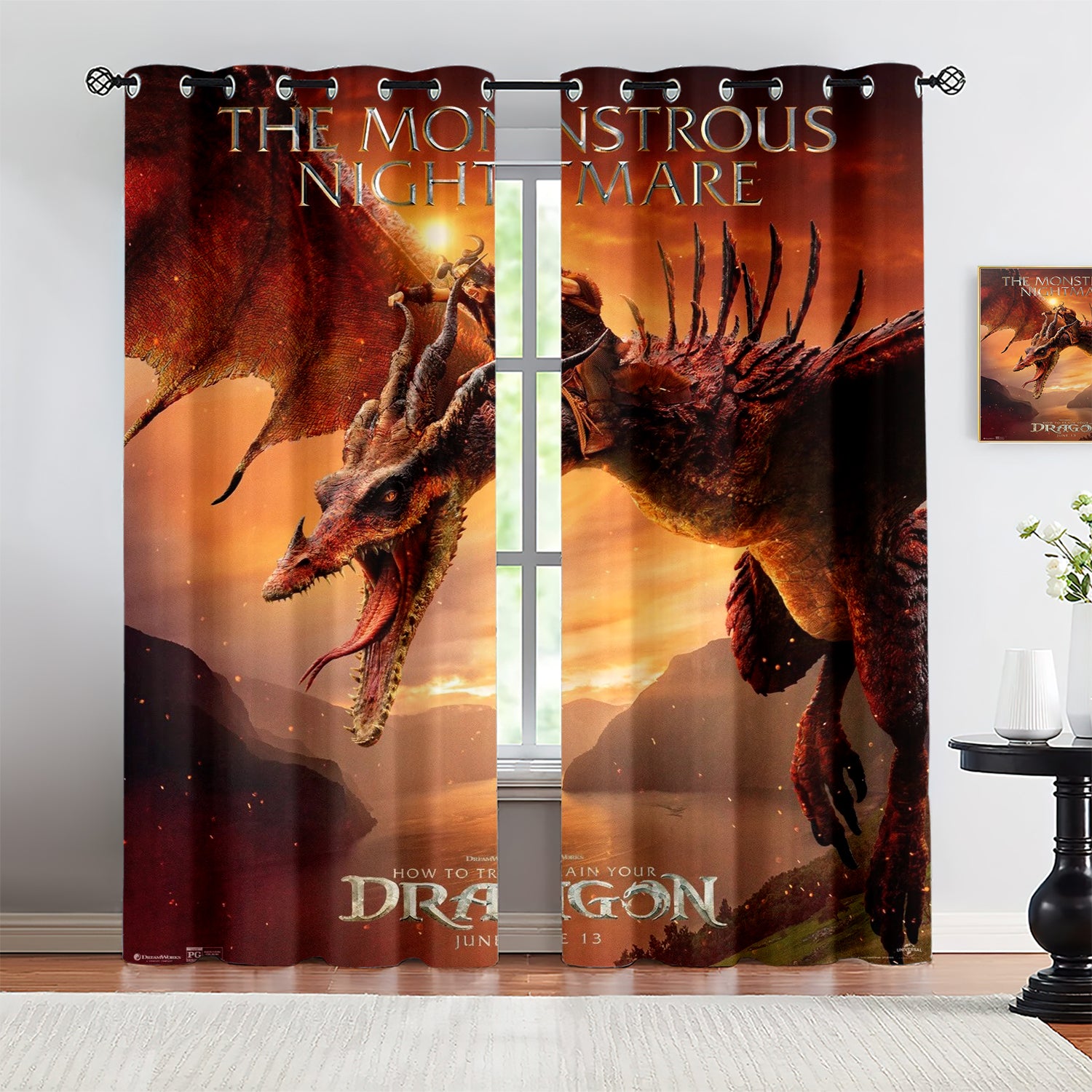 2025 NEW How to Train Your Dragon Blackout Curtains Drapes for Window Treatment Set