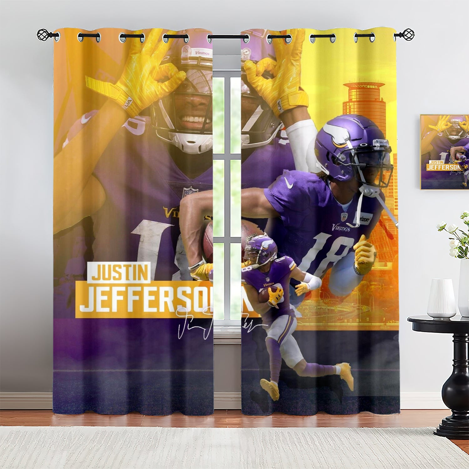 Justin Jefferson Blackout Curtains Drapes for Window Treatment Set