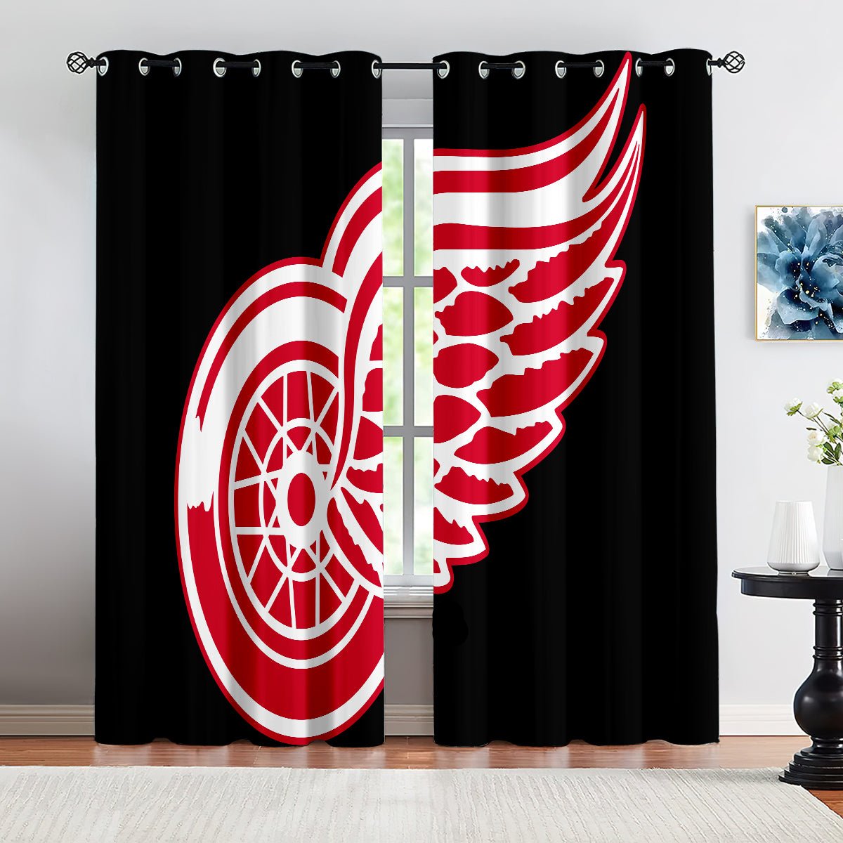 Detroit Red Wings Hockey League Blackout Curtains Drapes For Window Treatment Set