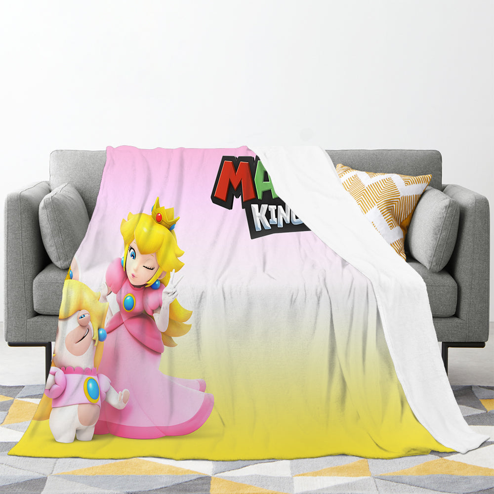 Mario Princess Peach 3D Printed Plush Blanket Flannel Fleece Throw