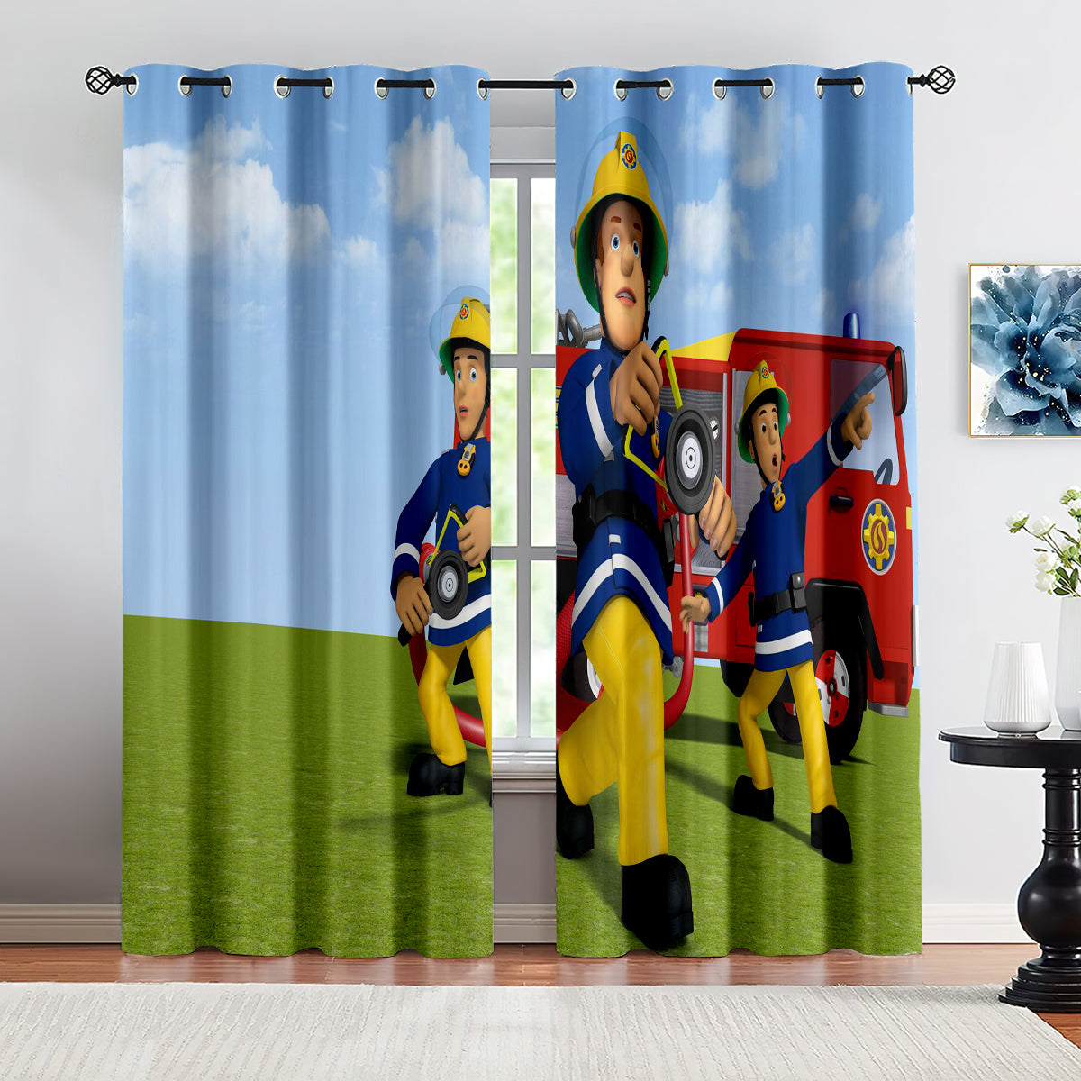 Fireman Sam Blackout Curtains Drapes For Window Treatment Set