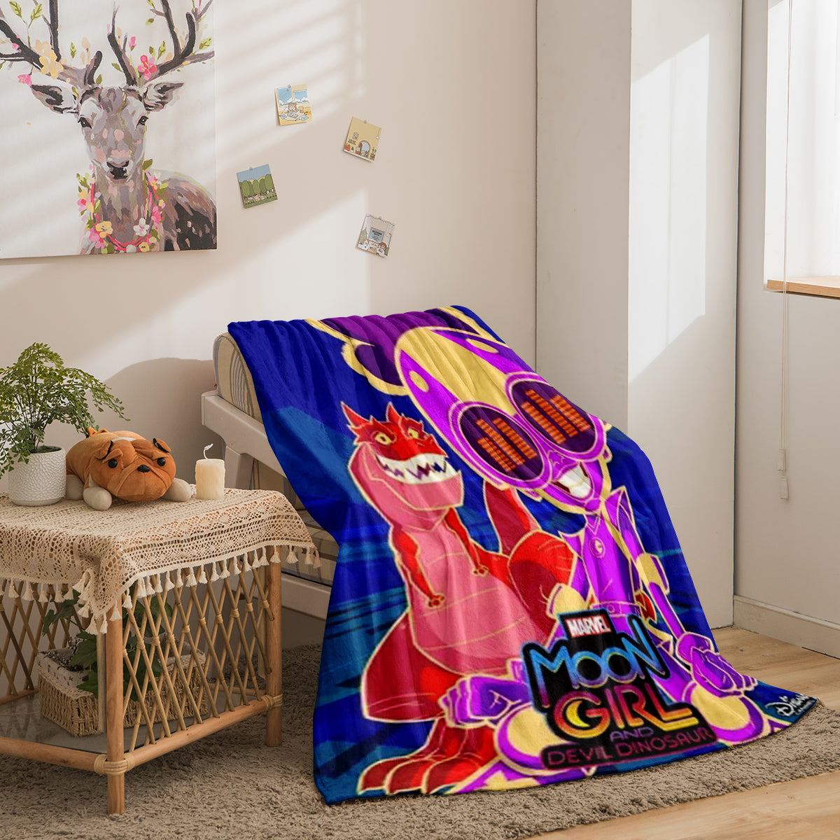 Moon Girl and Devil Dinosaur 3D Printed Plush Blanket Flannel Fleece Throw