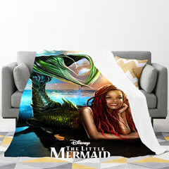 The Little Mermaid 3D Printed Plush Blanket Flannel Fleece Throw Warm Gift for Kids Adults Home Office