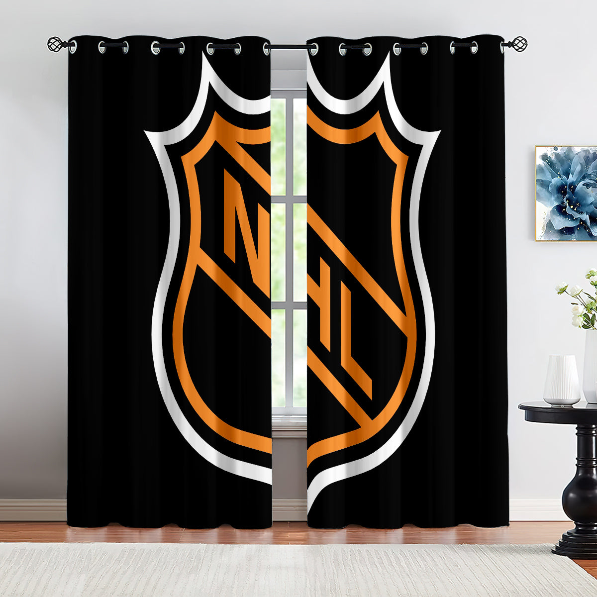 Hockey League Logo Blackout Curtains Drapes For Window Treatment Set