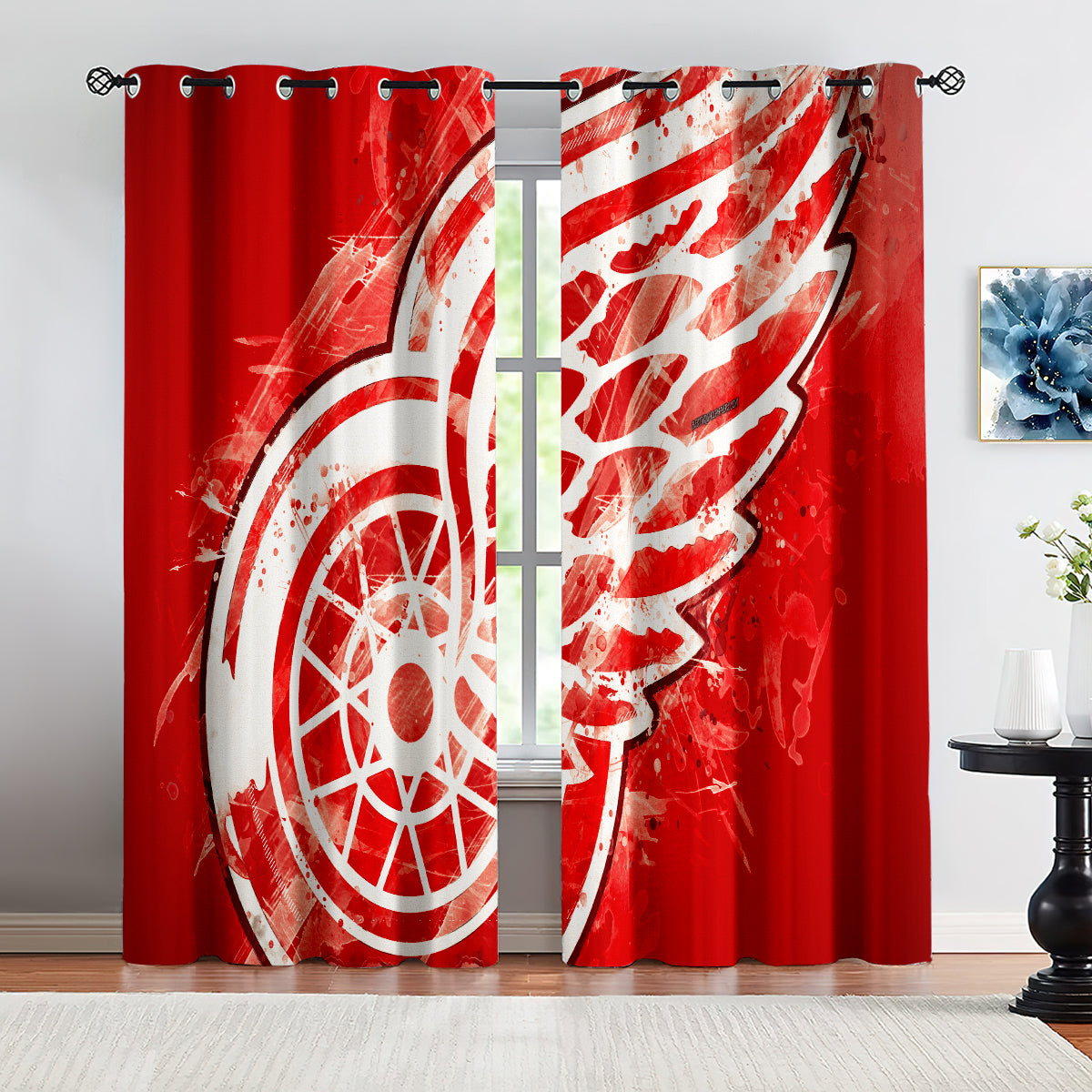 Detroit Red Wings Hockey League Blackout Curtains Drapes For Window Treatment Set