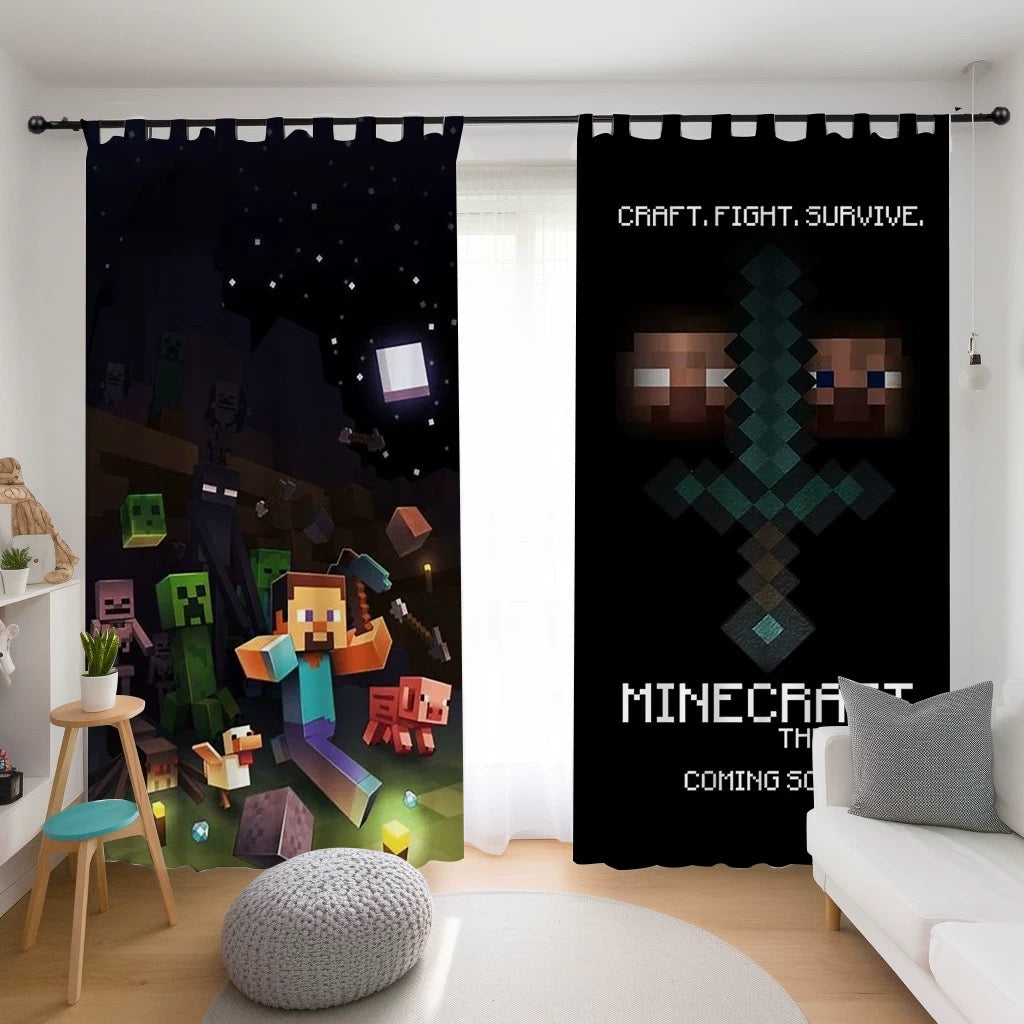 2025 New Minecraft Blackout Curtains Drapes for Window Treatment Set