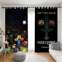 2025 New Minecraft Blackout Curtains Drapes for Window Treatment Set