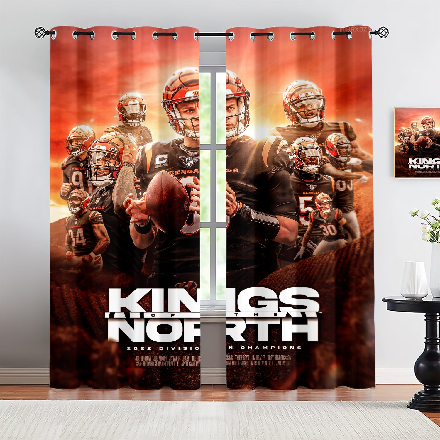 Joe Burrow Blackout Curtains Drapes for Window Treatment Set