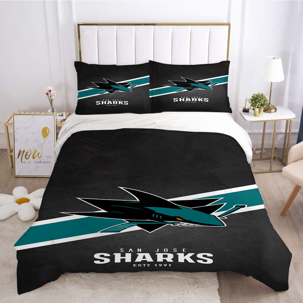 San Jose Sharks Hockey League 3D Printed Duvet Cover Quilt Cover Pillowcase Bedding Set Bed Linen Home Decor