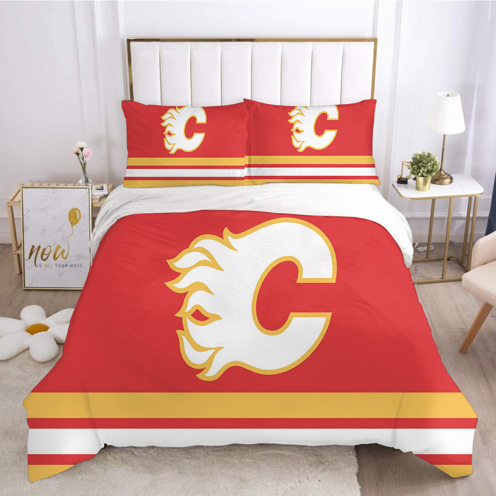 Calgary Flames Hockey League 3D Printed Duvet Cover Quilt Cover Pillowcase Bedding Set Bed Linen Home Decor