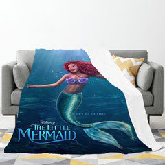 The Little Mermaid 3D Printed Plush Blanket Flannel Fleece Throw Warm Gift for Kids Adults Home Office