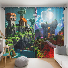 Minecraft Blackout Curtains Drapes for Window Treatment Set