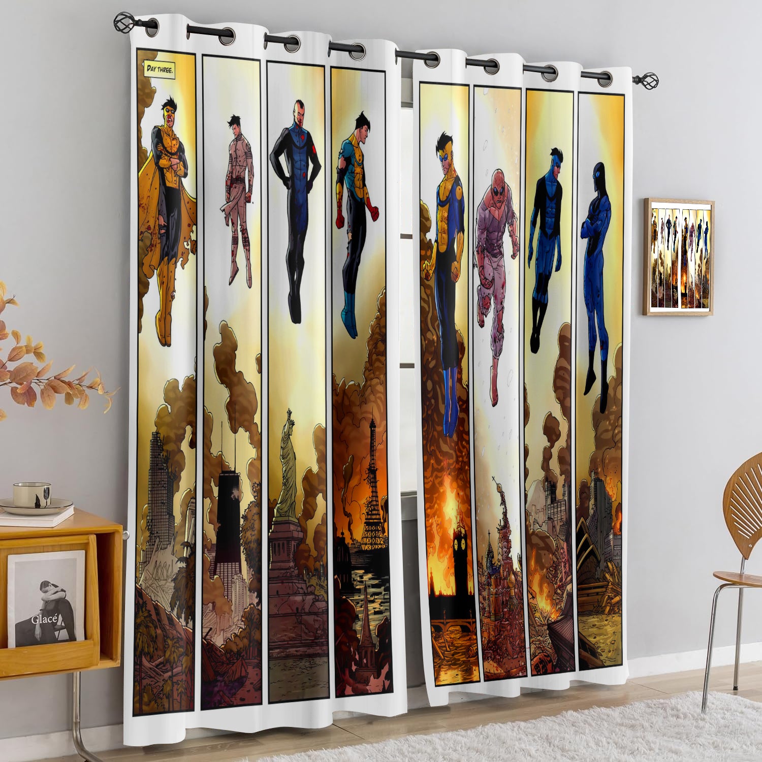 Invincible Season Blackout Curtains Drapes for Window Treatment Set