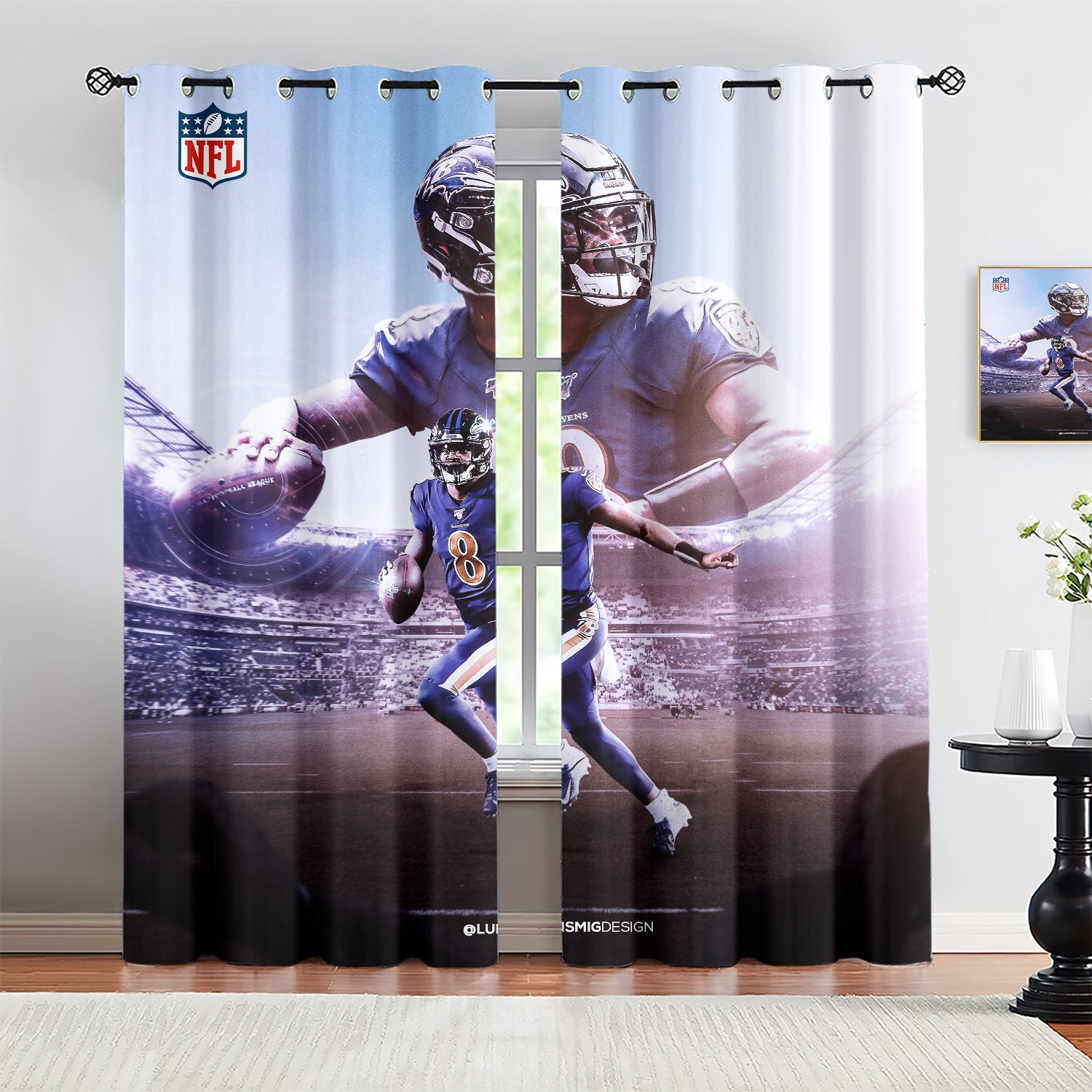 Lamar Jackson Blackout Curtains Drapes for Window Treatment Set