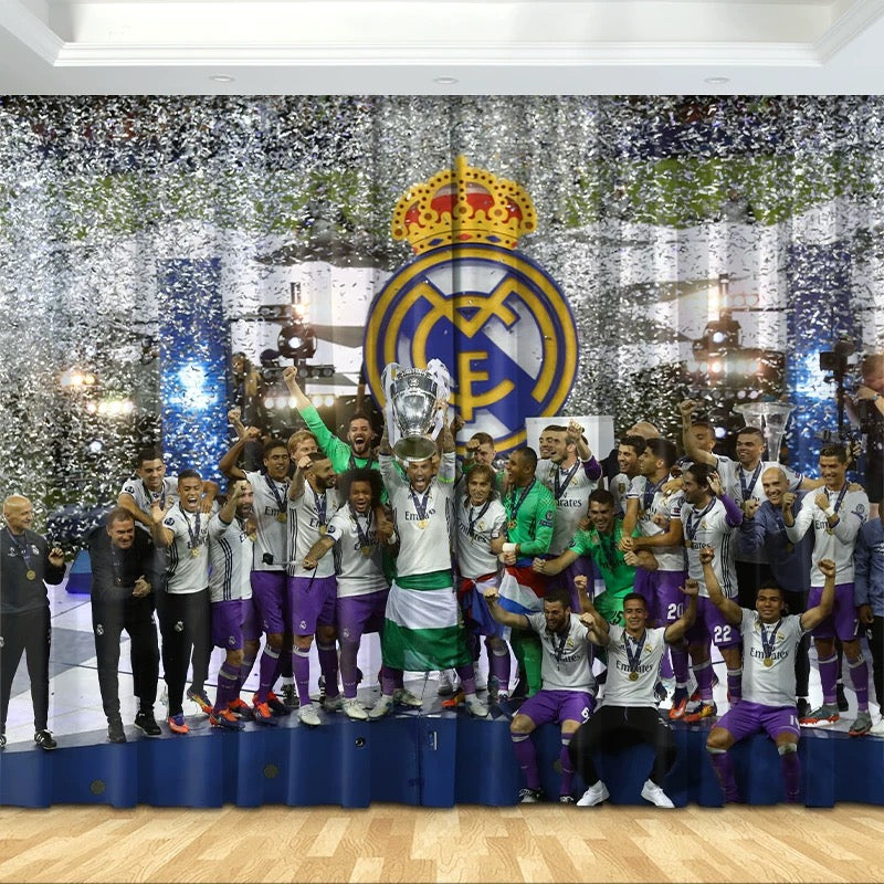 2025 New Real Madrid Football Club Curtains Blackout Window Treatments Drapes Room Decor
