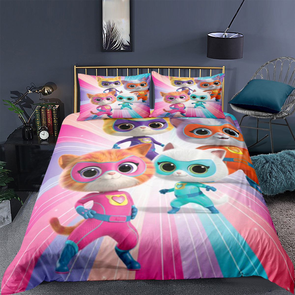 Super Kitties  3D Printed Duvet Cover Quilt Cover Pillowcase Bedding Set