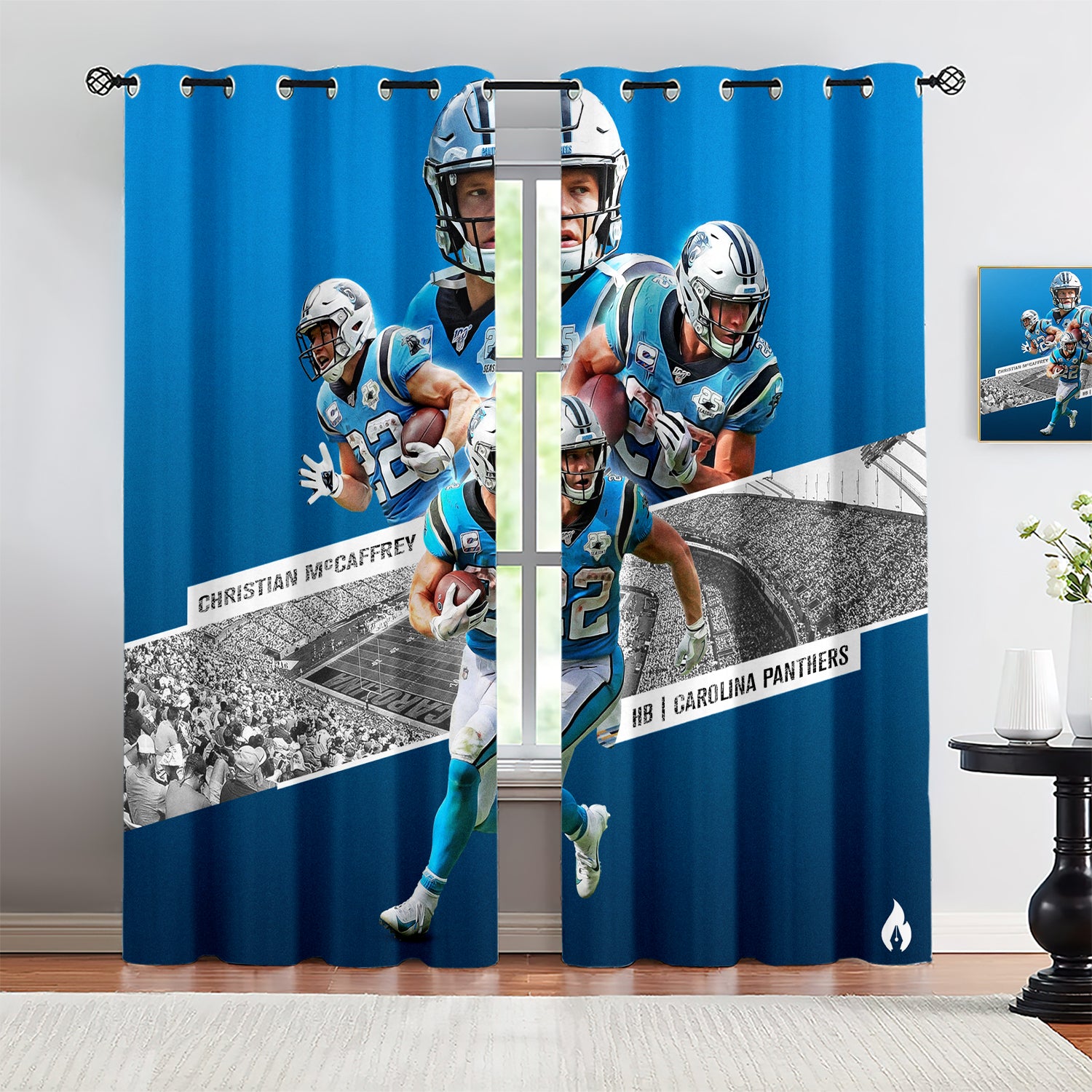 Christian Mccaffrey Blackout Curtains Drapes for Window Treatment Set