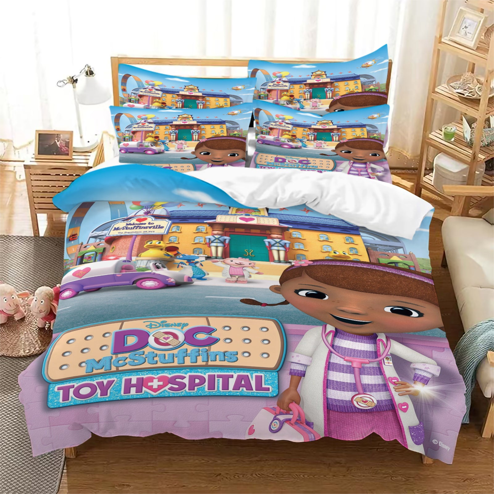 2025 New Doc McStuffins Duvet Cover Quilt Case Pillowcase Bedding Set Without Filler