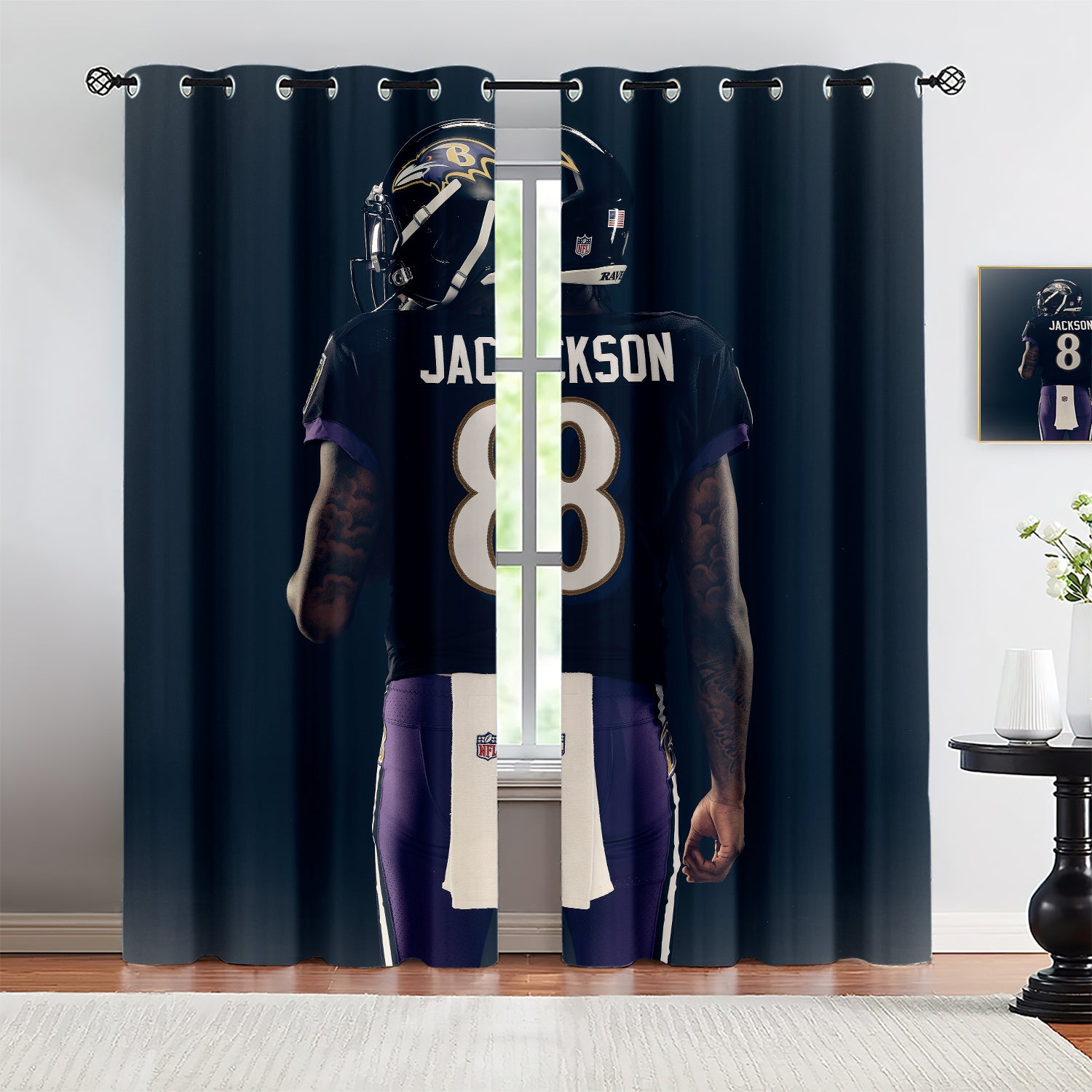 Lamar Jackson Blackout Curtains Drapes for Window Treatment Set