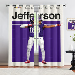 Justin Jefferson Blackout Curtains Drapes for Window Treatment Set