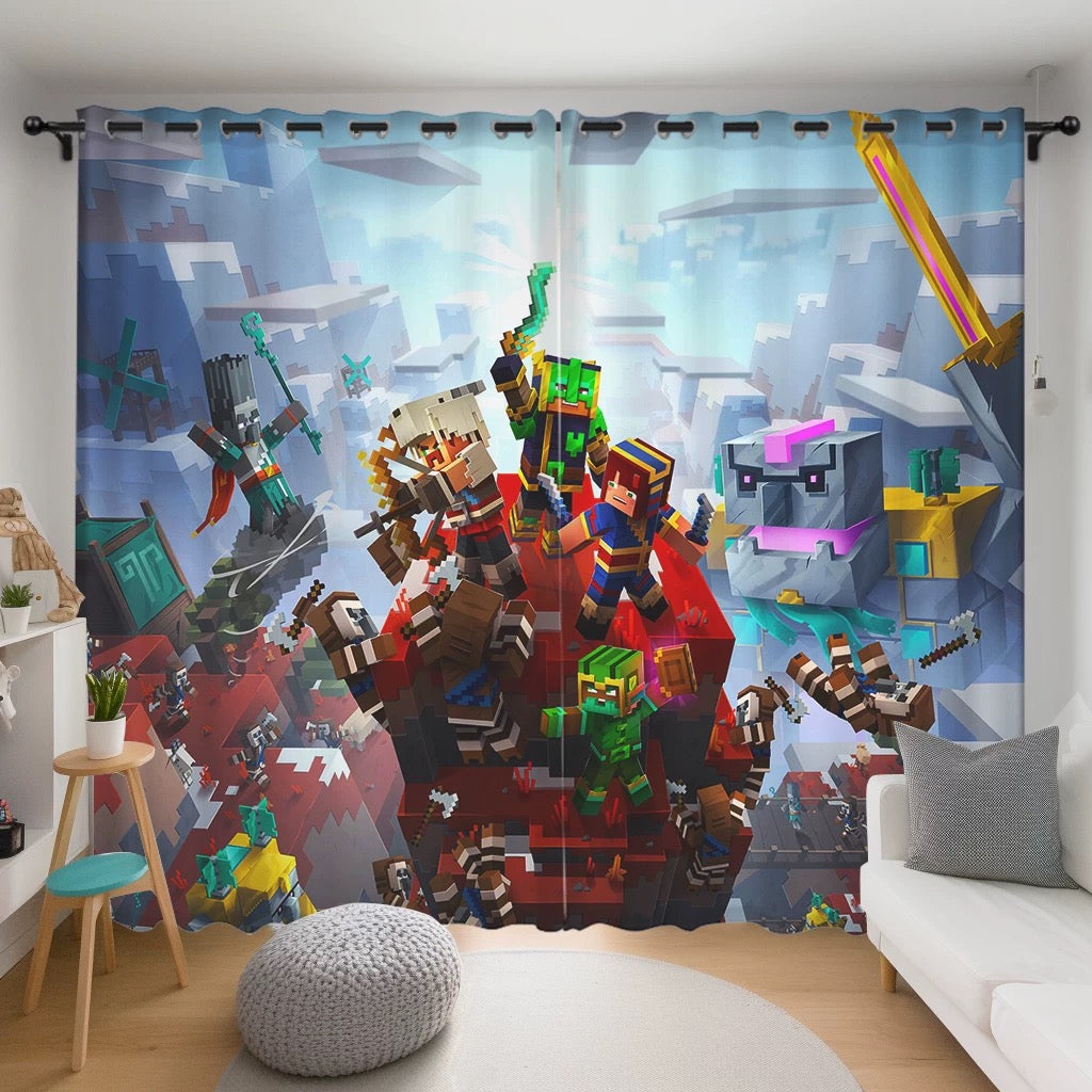 2025 New Minecraft Blackout Curtains Drapes for Window Treatment Set