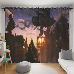 Game Minecraft Blackout Curtains Drapes for Window Treatment Set