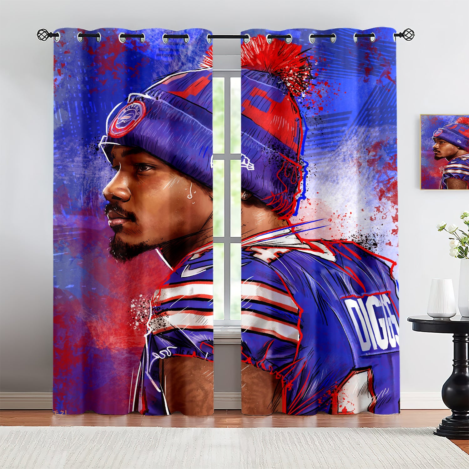 Stefon Marsean Diggs Blackout Curtains Drapes for Window Treatment Set
