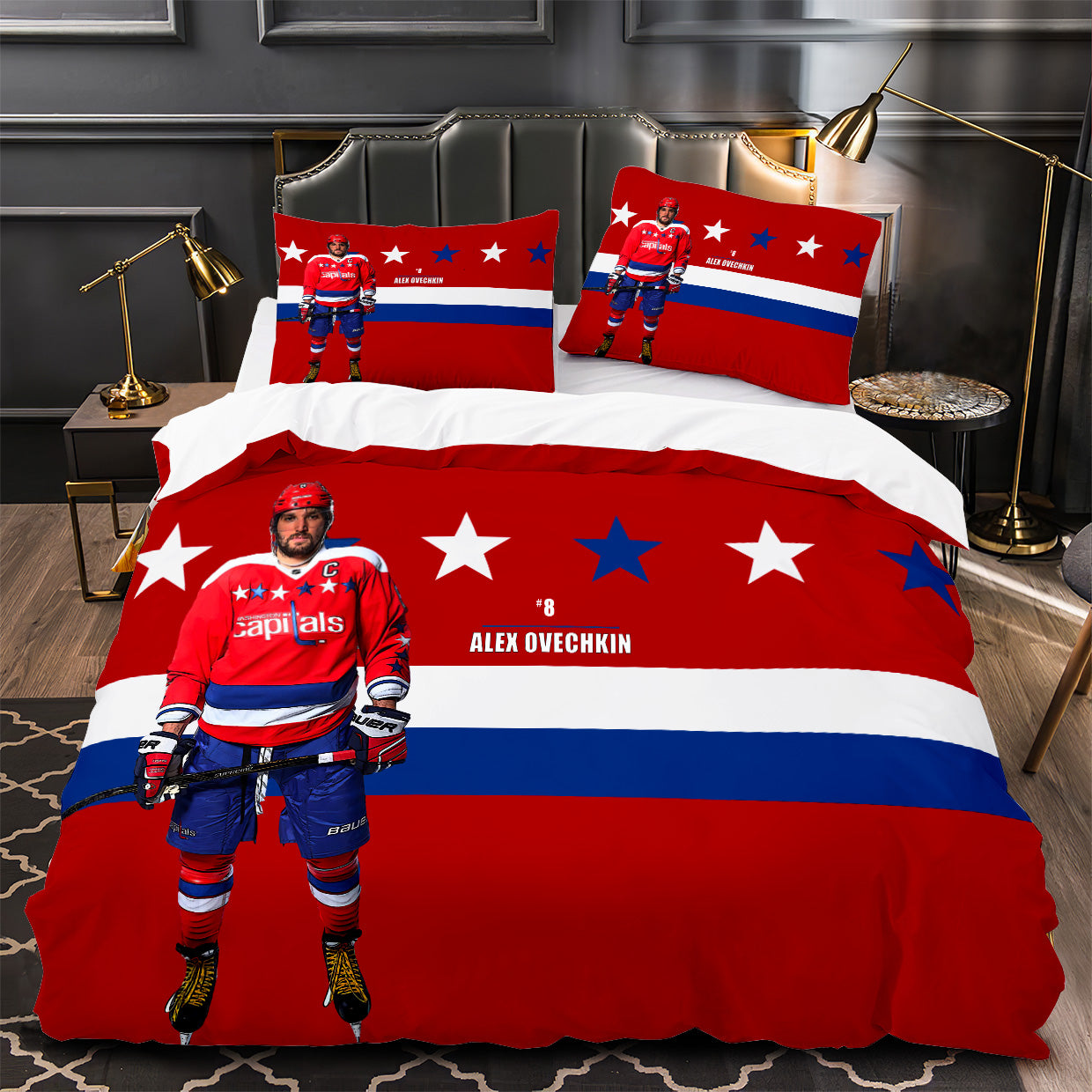 Alex Ovechkin Washington Capitals Hockey Duvet Cover Quilt Case Pillowcase Bedding Set  Bedroom Decor