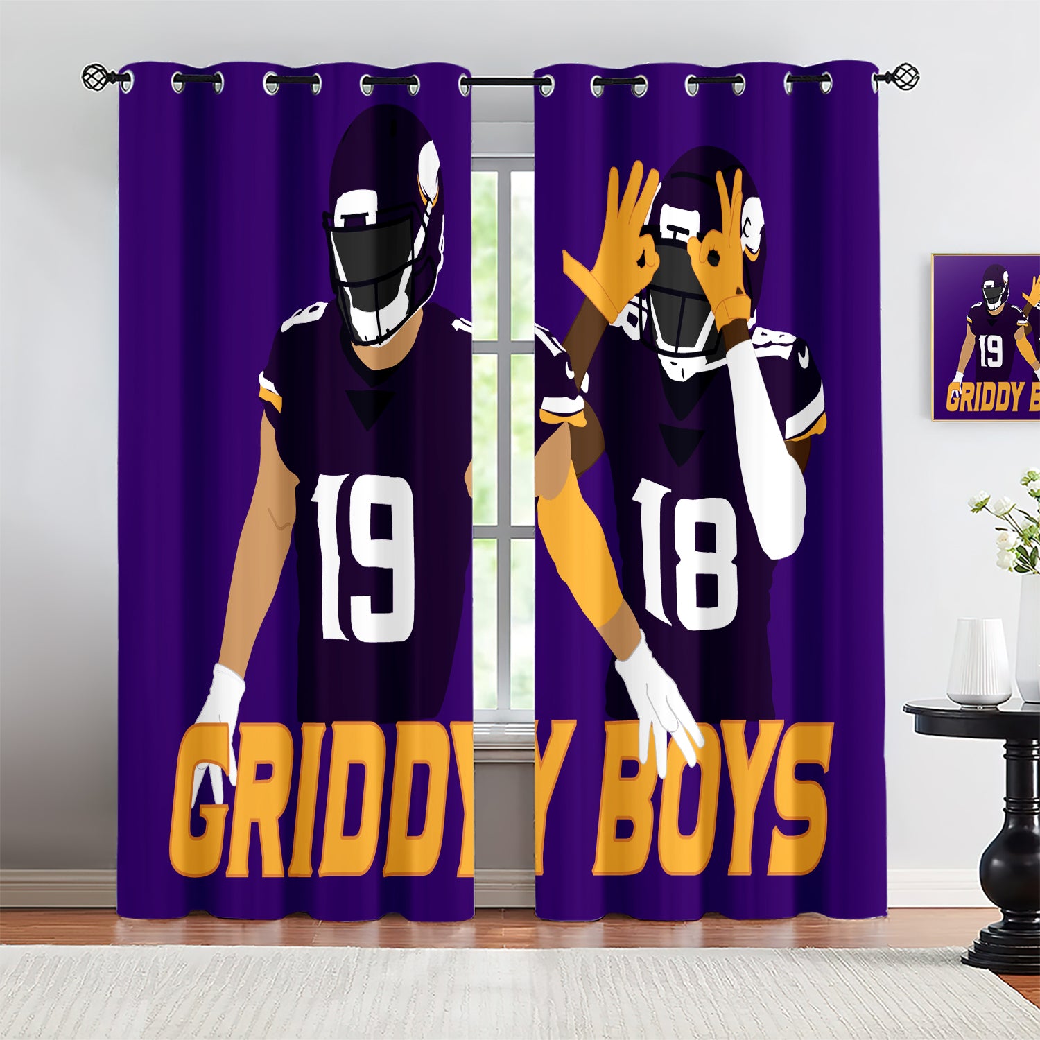 Justin Jefferson Blackout Curtains Drapes for Window Treatment Set