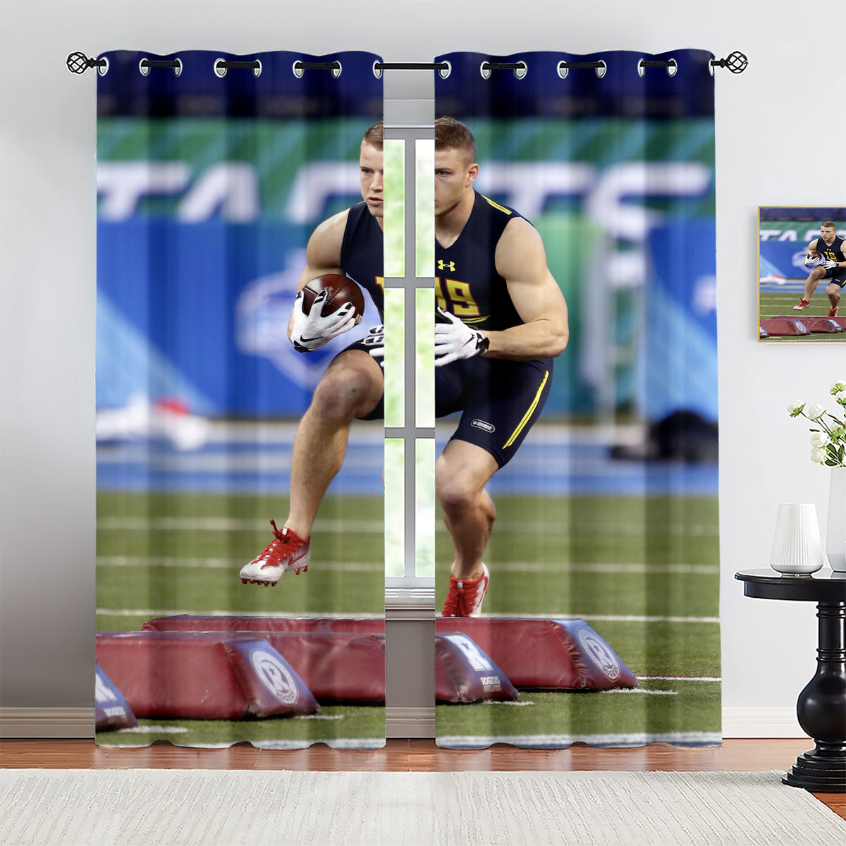 Christian Mccaffrey Blackout Curtains Drapes for Window Treatment Set