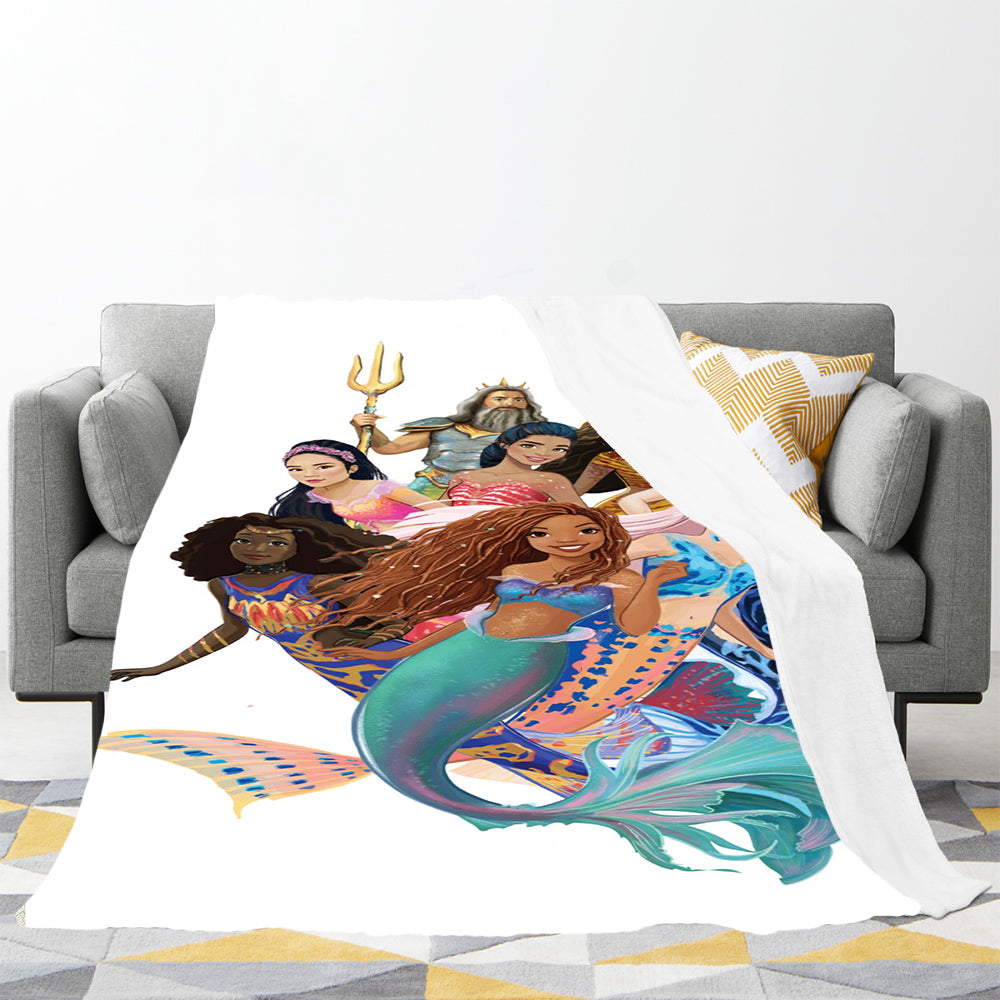 The Little Mermaid 3D Printed Plush Blanket Flannel Fleece Throw Warm Gift for Kids Adults Home Office