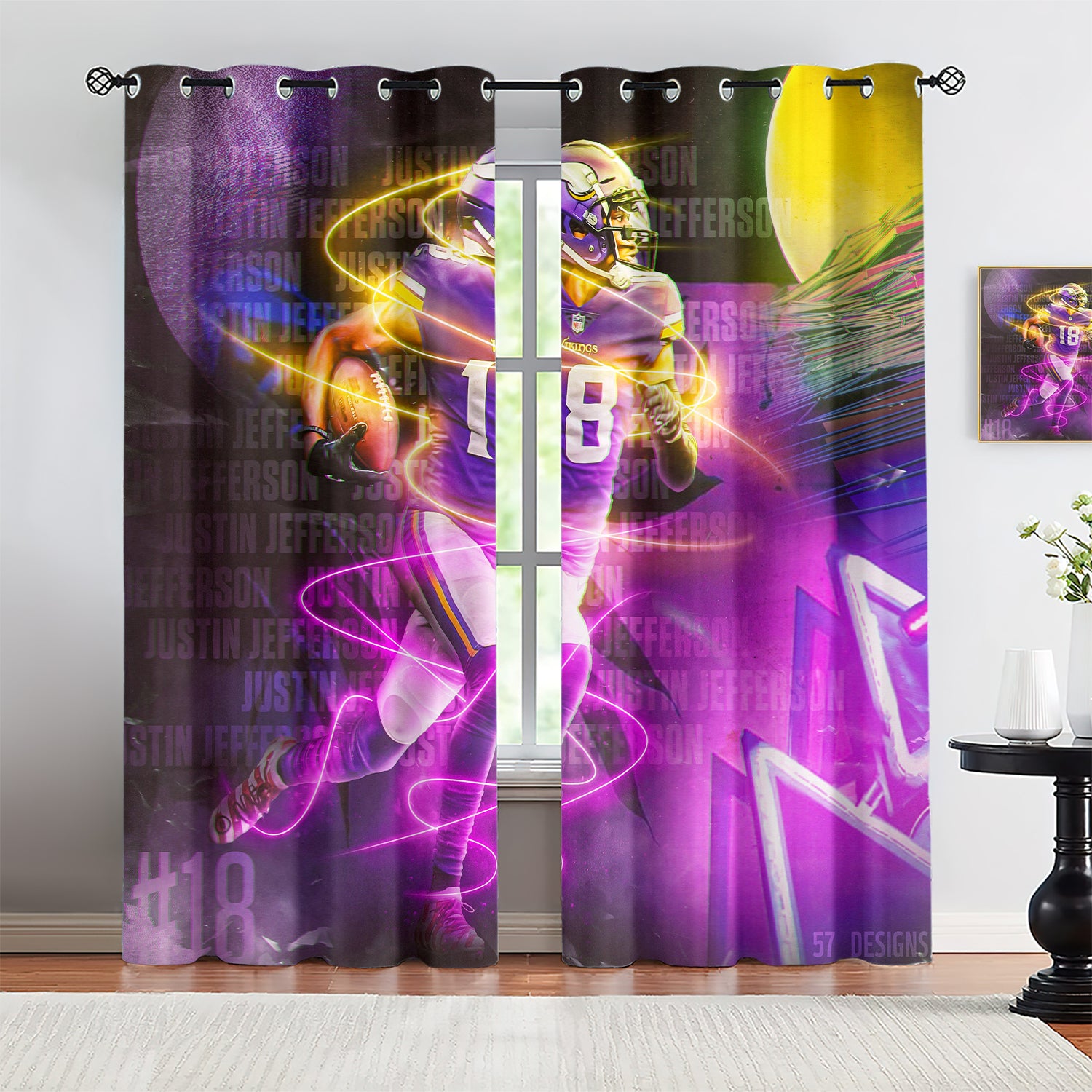Justin Jefferson Blackout Curtains Drapes for Window Treatment Set