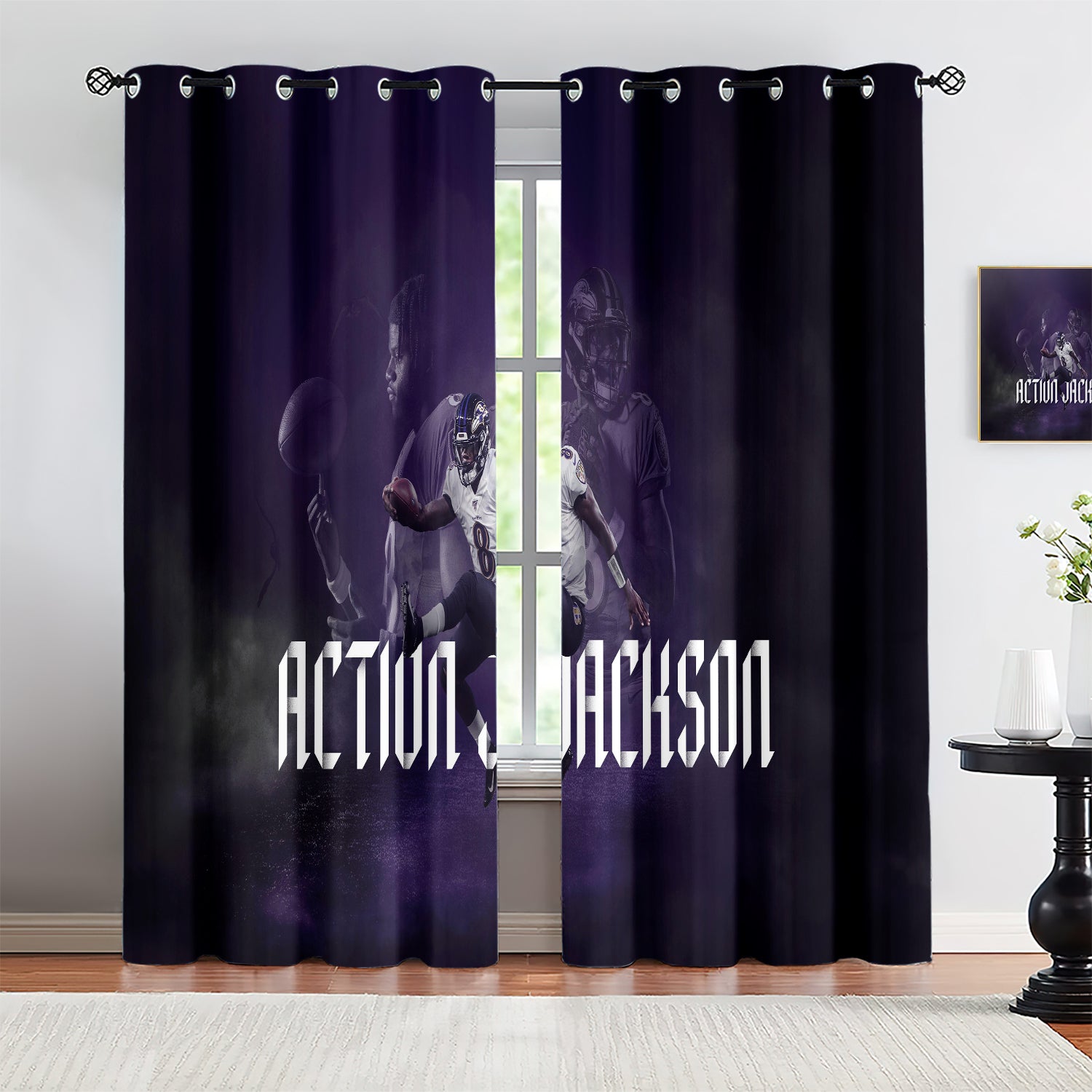 Lamar Jackson Blackout Curtains Drapes for Window Treatment Set