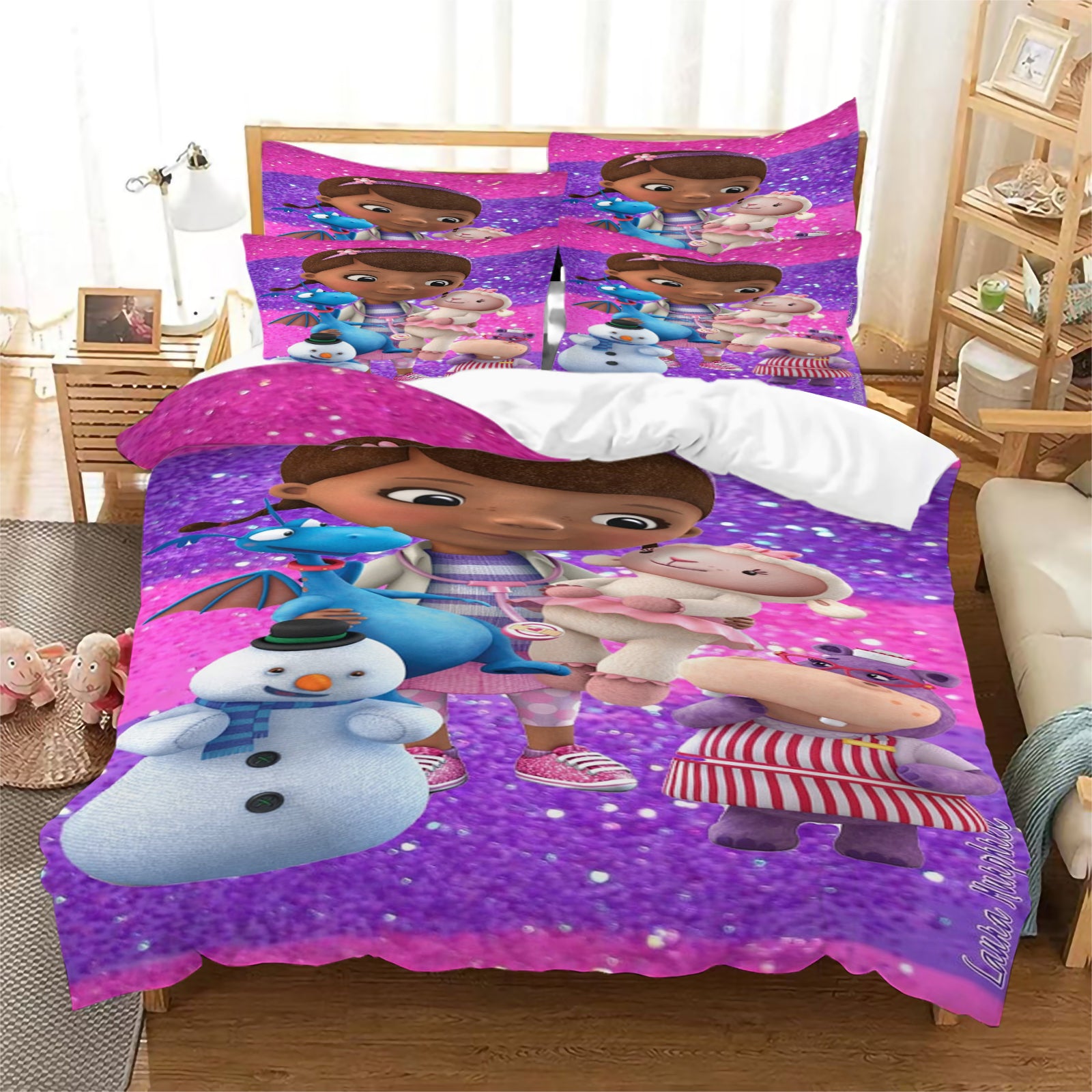 2025 New Doc McStuffins Duvet Cover Quilt Case Pillowcase Bedding Set Without Filler
