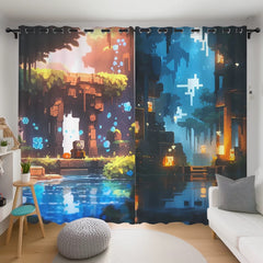 Minecraft Blackout Curtains Drapes for Window Treatment Set
