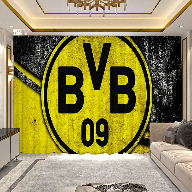 2025 New Borussia Dortmund Football Club Curtains Blackout Window Treatments Drapes Room Decor