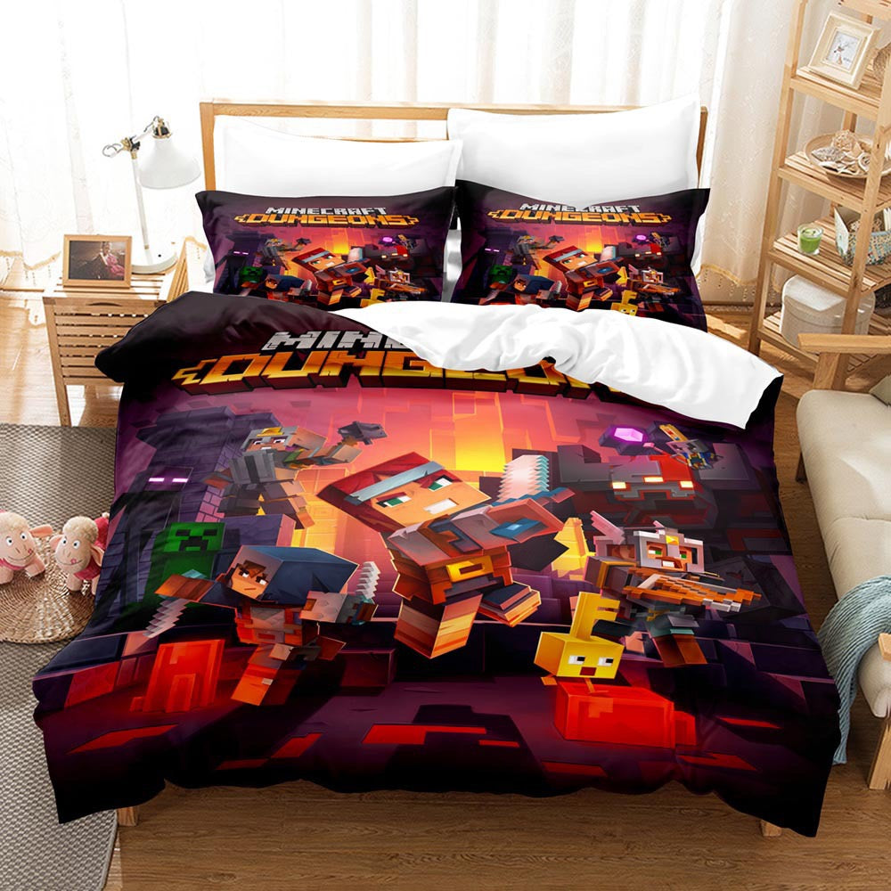 2026 New Minecraft Duvet Cover Quilt Case Pillowcase Bedding Set Without Filler