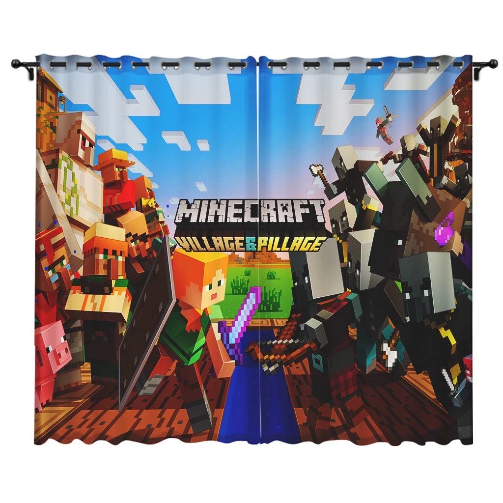 2025 New Minecraft Blackout Curtains Drapes for Window Treatment Set