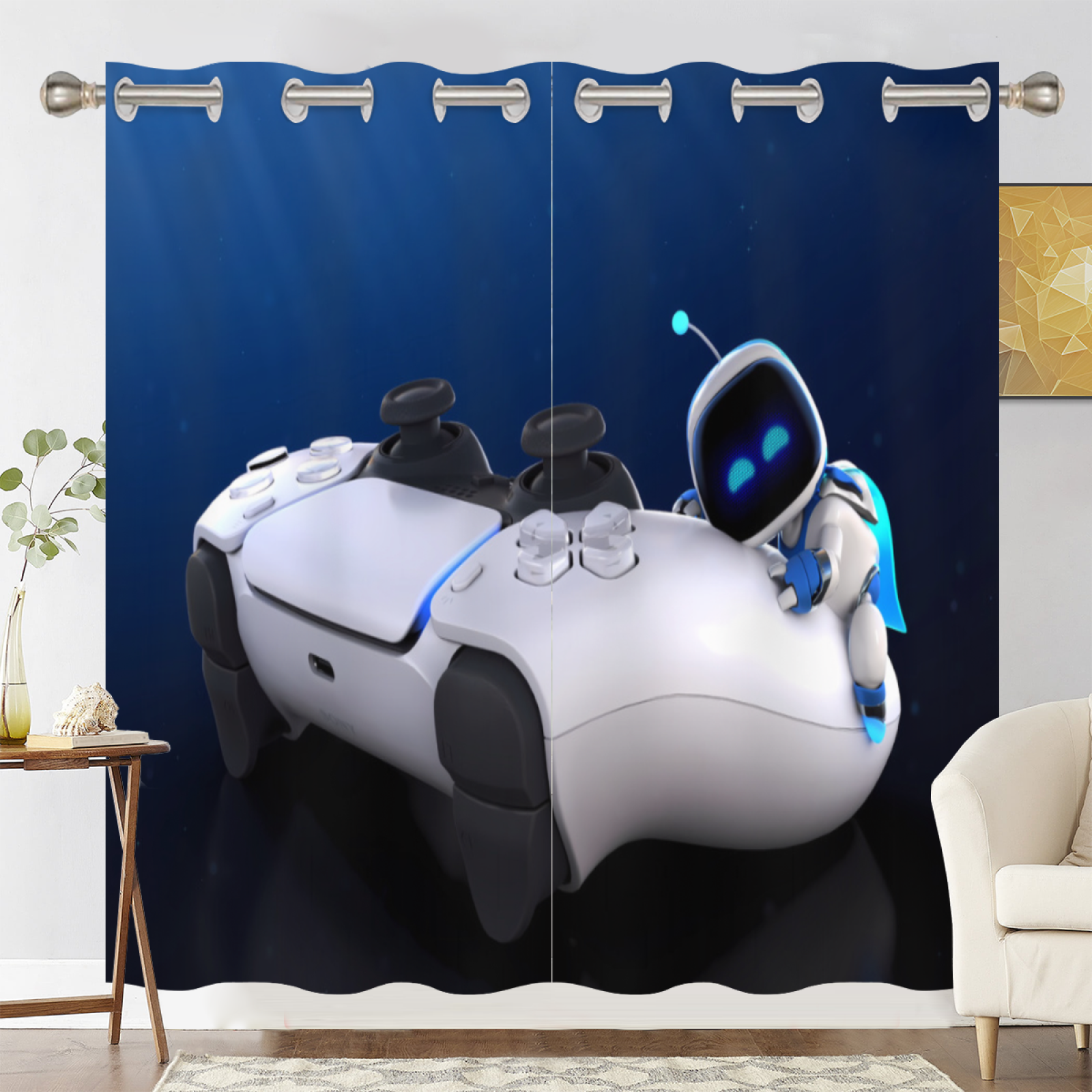 Astro Bot Blackout Curtains Drapes for Window Treatment Set