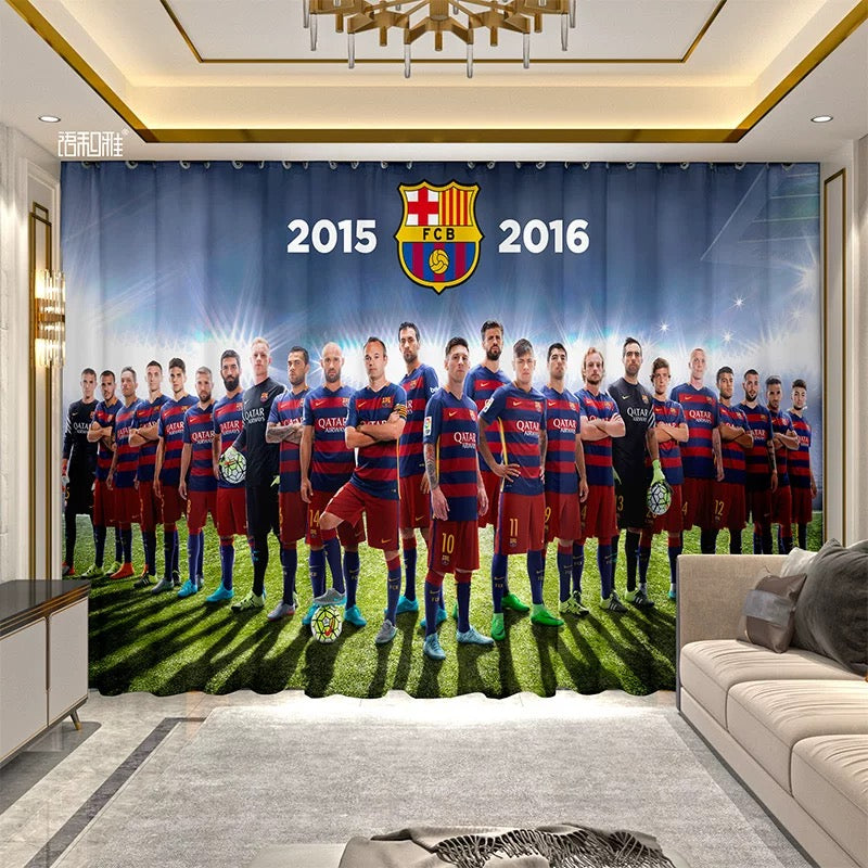 2025 New Barcelona Football Club Curtains Blackout Window Treatments Drapes Room Decor
